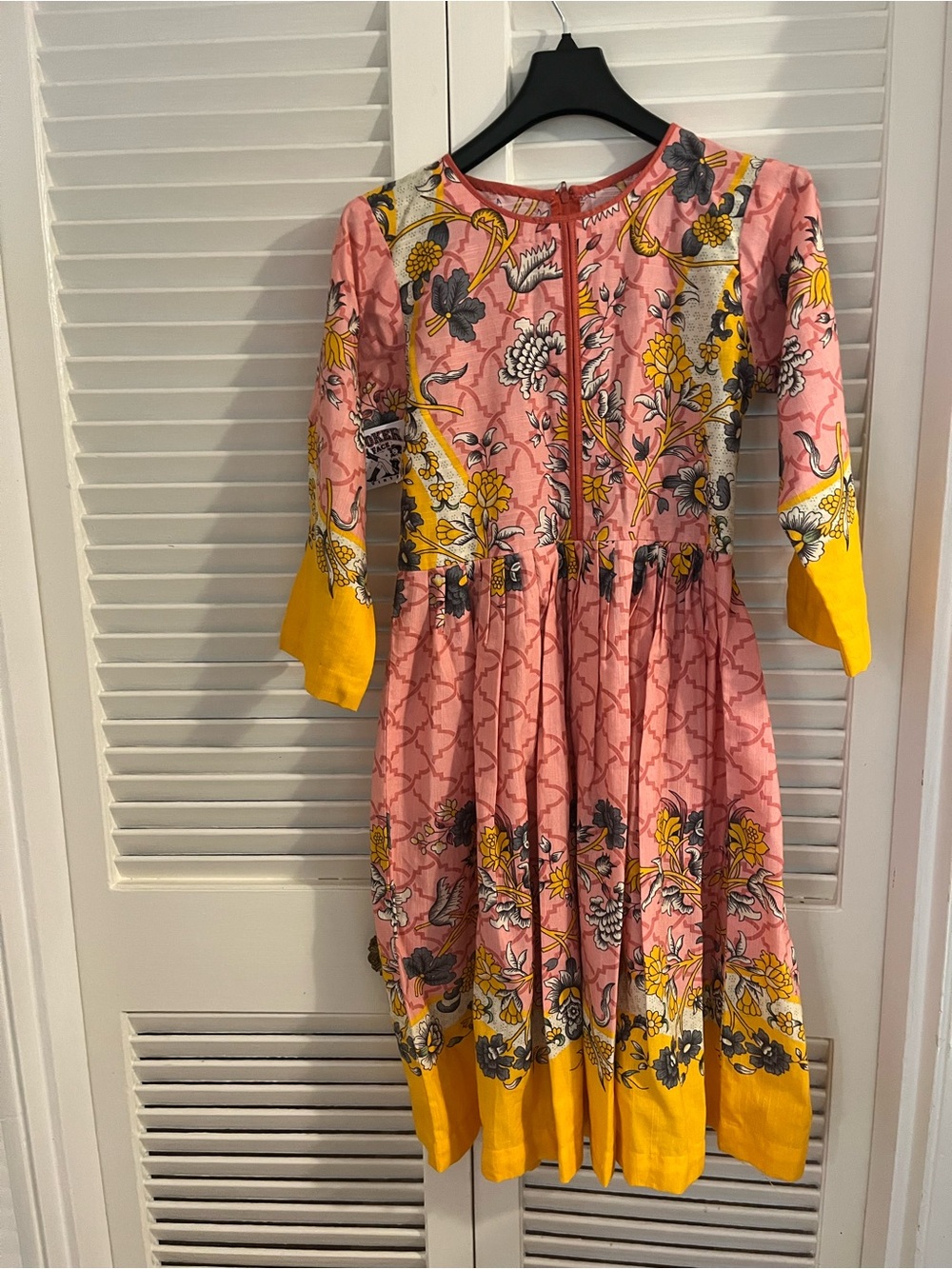 60s Floral Pink and Yellow Dress